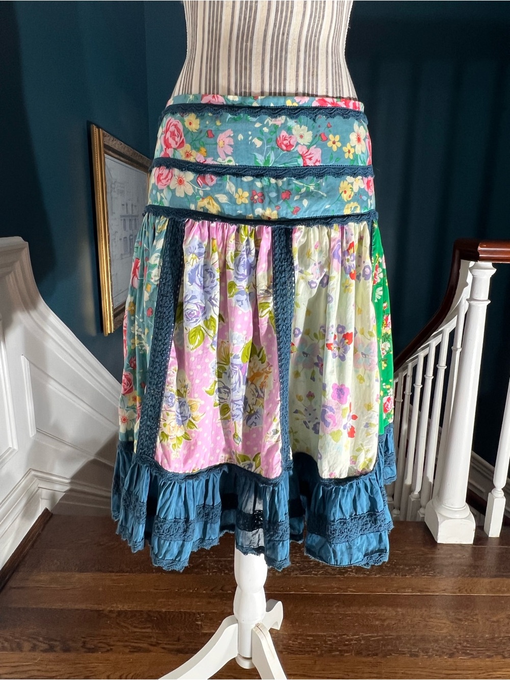 Bohemian Floral Patchwork Skirt in Multicolor Cottagecore Matilda Jane S435 - Picture 4 of 10